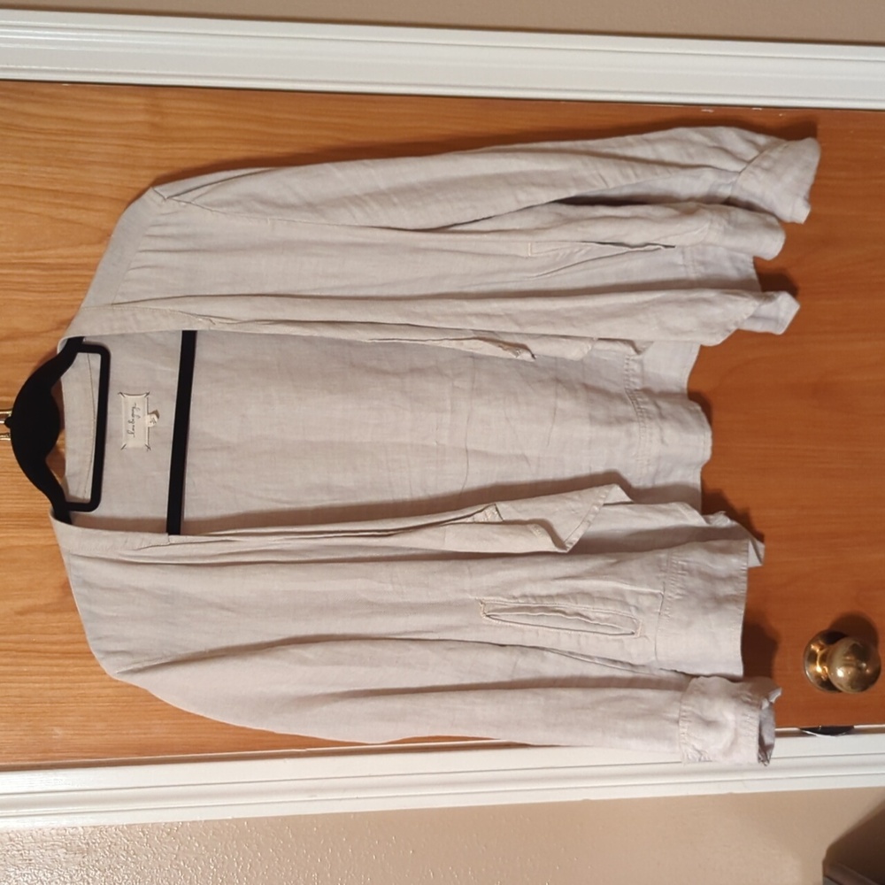 Lou & Grey Drape Front Linen Jacket
